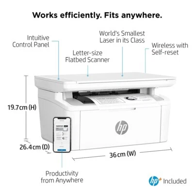HP LaserJet M140we A4 Wireless All-in-One Compact Mono Laser Printer, Warranty - Image 1 of 4