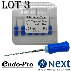 LOTx3 Dental NiTi Super File Universal Tapered F3 root canal hand use 25 mm  - Picture 1 of 3