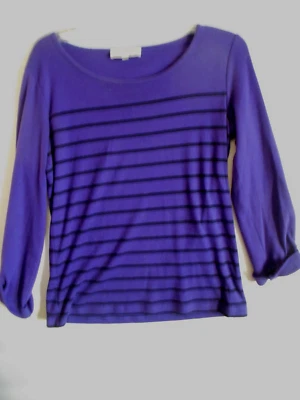 Camiseta deportiva Jones NewYork para mujer mediana púrpura negra a rayas Granny Chi Foto 1 de 4