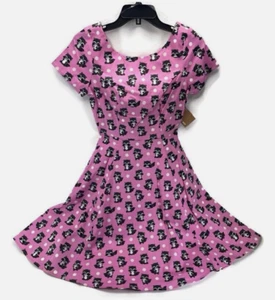 Attic Salt Retro Racoon Pink Dress, Pockets Fit & Flare Stretch Cotton Sz 3XL - Picture 1 of 10