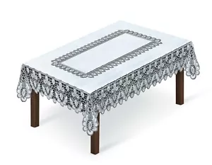 Mantel de encaje crema/oro oscuro o blanco/gris (120x160cm) 47""x 63"" rectangular - Imagen 1 de 1