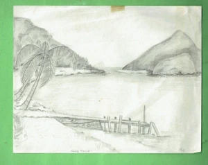 #T78. ORIGINAL 1962 SOUTH MOLLE ISLAND PENCIL SKETCH - Picture 1 of 2