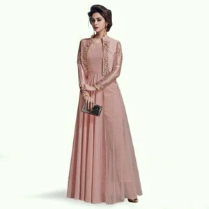 Womens Ethinc wear silk Gown with Jacquet - Picture 1 of 4