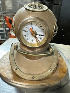 Vintage Brass Divers Helmet  Clock Clock Needs Restoration - Picture 1 of 5