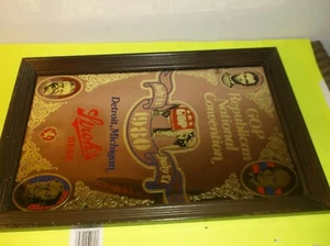 VINTAGE 14X20 1980 STROHS BEER REPUBLICAN CONVENTION FRAMED MIRROR BAR SIGN - Picture 1 of 1