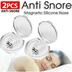 2x Anti Snore Magnetic Silicone Nose Clip Stop Snoring Apnea Aid Device Stopper - Picture 1 of 9