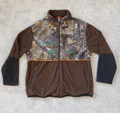 Realtree Jacket Mens XXL Brown Xtra Camo Fleece Full Zip Lightweight Hunting - Image 1 of 4