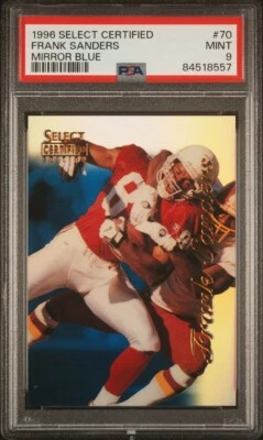 1996 Select Certified Edition Mirror Blue  Frank Sanders #70 SSP - Image 1 of 2