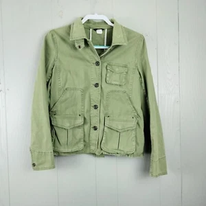 J Crew Field Jacket Womens Small Green Cotton Military Hunting Utility Chore Y2K - Picture 1 of 10