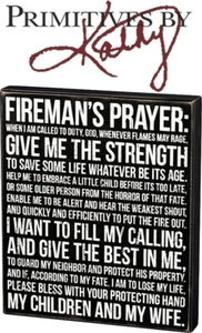 Primatives By Kathy Rustic Wooden Box Sign - Fireman's Prayer 14" x 12" Gifts - Picture 1 of 2