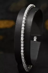 7 Zoll langes Moissanit Tennisarmband massiv 14K Weißgold 5 kt rund - Bild 1 von 8