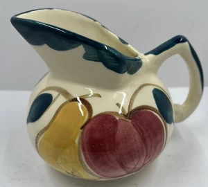Puritan Pottery 4.5” Fruit Creamer Jug Vintage Pears Apples Hand Painted Read - Picture 1 of 8