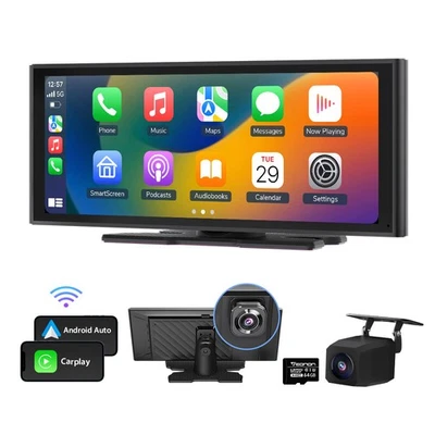 Tragbar CarPlay Android Auto 10,2"IPS Autoradio Bluetooth GPS Navi Audio DC7-32V - Bild 1 von 4