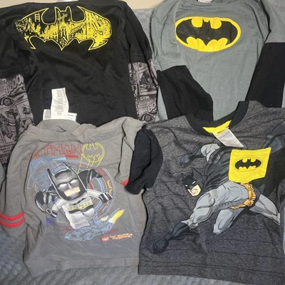 Lot of 4 size 7  and 6/7 boys t shirts  Batman short and longe sleeve  - Image 1 of 4