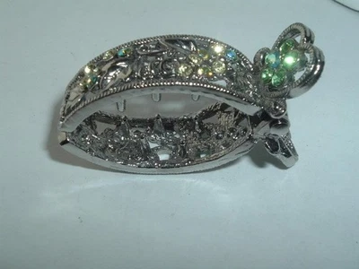 ВИНТАЖНЫЙ СО СТРАЗАМИ СЕРЕБРИСТОГО ТОНА МЕТАЛЛИЧЕСКИЙ ХВОСТ ВОЛОС КОГОТЬ ЗАЖИМ ВОЛОС АКСЕССУАР - Изображение 1 из 2