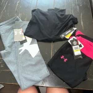 Under Armour & Girls Medium Lot- All NWTs.. Leggings, Capris, Long Sleeve - Picture 1 of 4