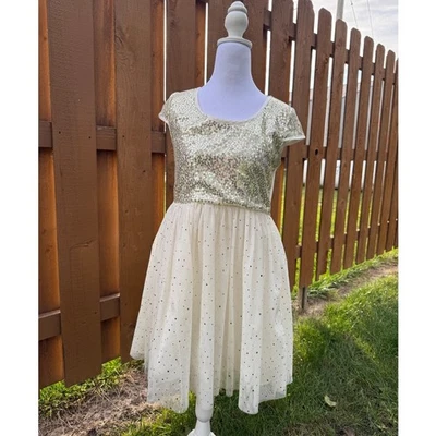 Vestido Justice Girls dorado brillante talla 16 Foto 1 de 4