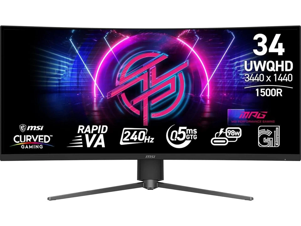 MSI Gaming Monitor 1440p 240Hz Adaptive-Sync | MPG 346CQRF X24 - Image 1 of 1