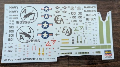 1/72 Decals for A-6 E INTRUDER (VA-35, VMA-332) from Hasegawa kit#00338/C8 - Image 1 of 2