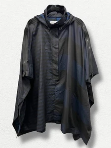 Derek Lam 10C x ATHLETA Black & Blue Striped Poncho Spring 2016 sz M/L EUC - Picture 1 of 10