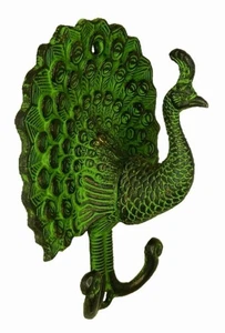 Peacock Shape Victorian Finish Handmade Brass Key Cloth Towel Wall Hanger Hook - Picture 1 of 8