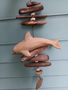 DOLPHIN WINDCHIME VTG.Hazel Olsen Calif pottery Florida Hawaii Garden Sculpture - Picture 1 of 11