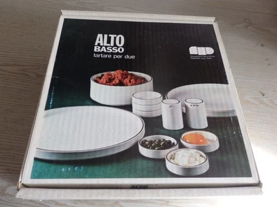6 Speiseteller Weiß Alto Basso 70er Gresline OVP Franco Pozzi Designer - Bild 1 von 4
