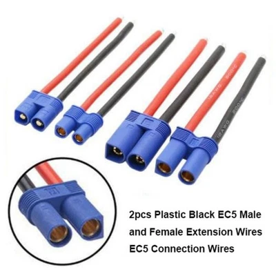 2pcs EC5 Male and Female Extension Wires Black EC5 Terminal Wires - Bild 1 von 4