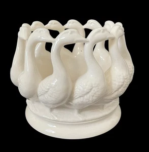 Vintage Lenwile Ardalt Artware Japan Geese Goose Swan Round Planter Ceramic - Picture 1 of 6