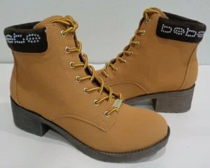 Bebe Size 6.5 M SHAYLIE Wheat New Jeweled Lace Up Boots New Women's Shoes - Picture 1 of 12