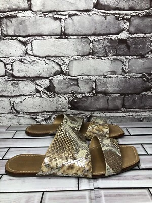 Sandalias Saks Fifth Avenue de piel de serpiente plateadas de cuero marrón para mujer 8,5 M EE. UU./39 Foto 1 de 4