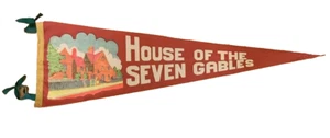 VTG 1960's 25" x 7.5" House of the Seven Gables Red Felt Pennant - Picture 1 of 4