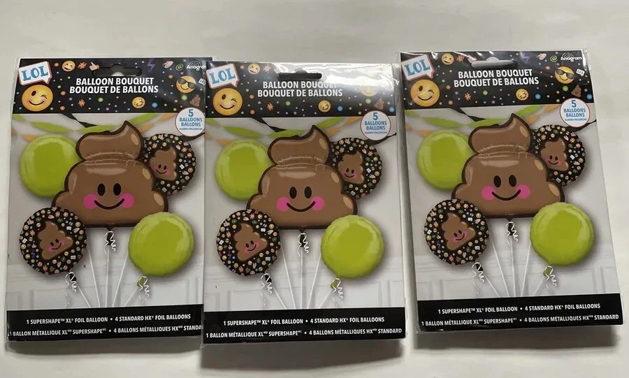 Anagram Foil Balloon Bouquet Poop Emoji LOL