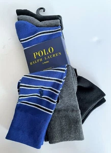 POLO RALPH LAUREN - Men's Socks (NWT) Blue Gray Black (3 Pairs - Dress Socks) - Picture 1 of 2