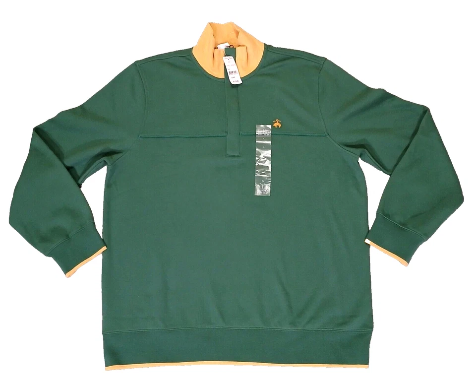 Brooks Brothers 1/4 Zip Sweater Mens Extra Large Green Yellow Pullover NEW - Image 1 of 4