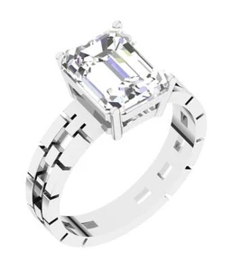 Emerald Lab Grown Diamond Solitaire Engagement Ring VS F 5.00Ct 14K White Gold - Picture 1 of 11