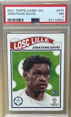 Jonathan David 2021 Topps Living Set Rookie Card #475 - PSA 7 NM - Lille UEFA CL - Image 1 of 3