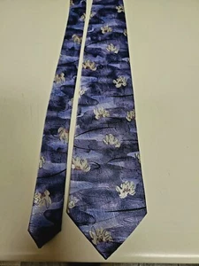 Hand Made, 100% Silk Tie, By Ties To Nature, "Water Lillies" - Picture 1 of 4