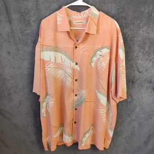 Tommy Bahama Silk Shirt Men's 2XL Coral Floral Hawaiian Camp Button Up Tropical - Picture 1 of 10