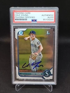 Cole Young Signed Auto 2022 Bowman Draft Chrome PSA/DNA BDC-112 Mariners Qty - Picture 1 of 2