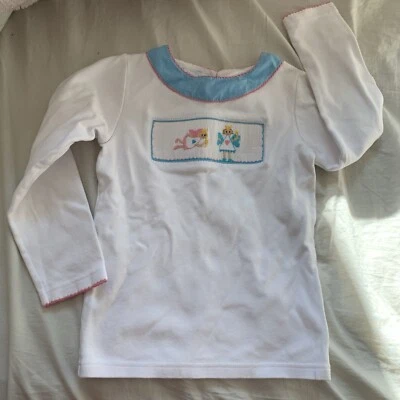 Top Vive La Fete Niñas 6 Manga Larga Calado Ángel Princesa Cuello Cuadros Blanco Foto 1 de 4