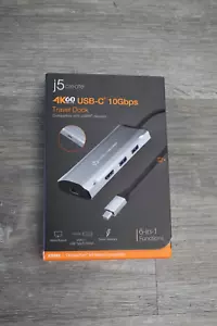 j5Create 4K60 Elite USB-C 10Gbps 6-in-1 Travel Dock (JCD392-2A) - NEW - Picture 1 of 2