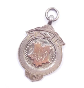 Antiguo Albert FobMedal A W Gamage Ltd 1925 plata esterlina 925 5 g - Imagen 1 de 6