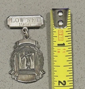 Vintage 1966 "Low Net" Woman's Golf Tournament Award Pin; Sterling Silver - Picture 1 of 3