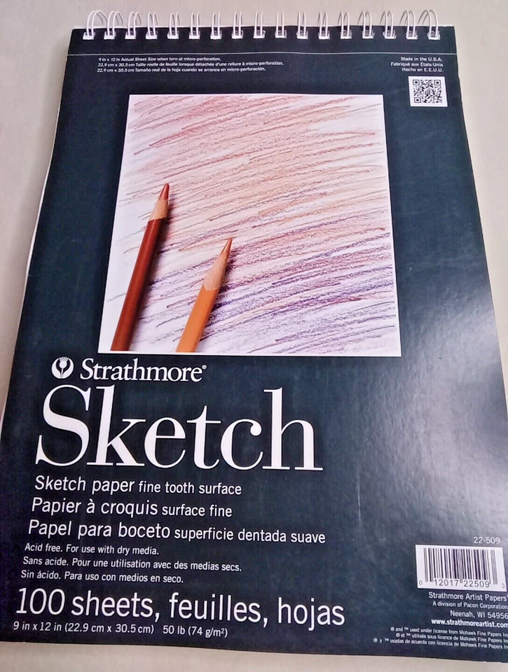 Strathmore Sketch 9"x12" 100 Sheets 50lb Fine Tooth Surface Sketch Book #22-509 - Image 1 of 4