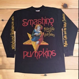 Smashing Pumpkins t shirt vintage manica lunga nera cotone sbiadito ristampa taglia XL - Foto 1 di 17