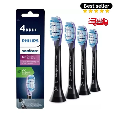 4 Pack Black Philips Sonicare G3 Premium Standard Toothbrush Head UK