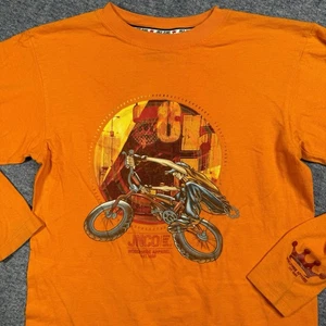 Vtg Y2K JNCO Jeans BMX Old school Grunge Orange Long Sleeve Tshirt Youth L Read - Picture 1 of 9