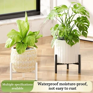 Metal Flowerpot Bracket with Casters Potted Holder  Garden Display - Picture 1 of 28