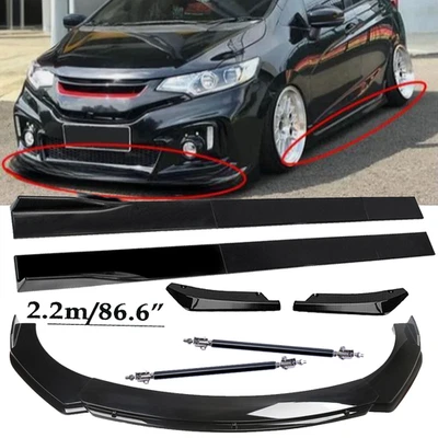 Front Bumper Lip Spoiler Body Kit Rear Lip Glossy Black For Honda Fit 2006-2020 - Image 1 of 4